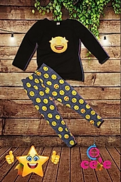 KIZ ÇOCUK EMOJİLİ TAYTLI TAKIM