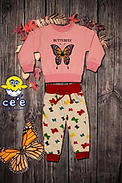 KIZ BEBE KELEBEKLİ TAKIM 1-4 YAŞ ARASI